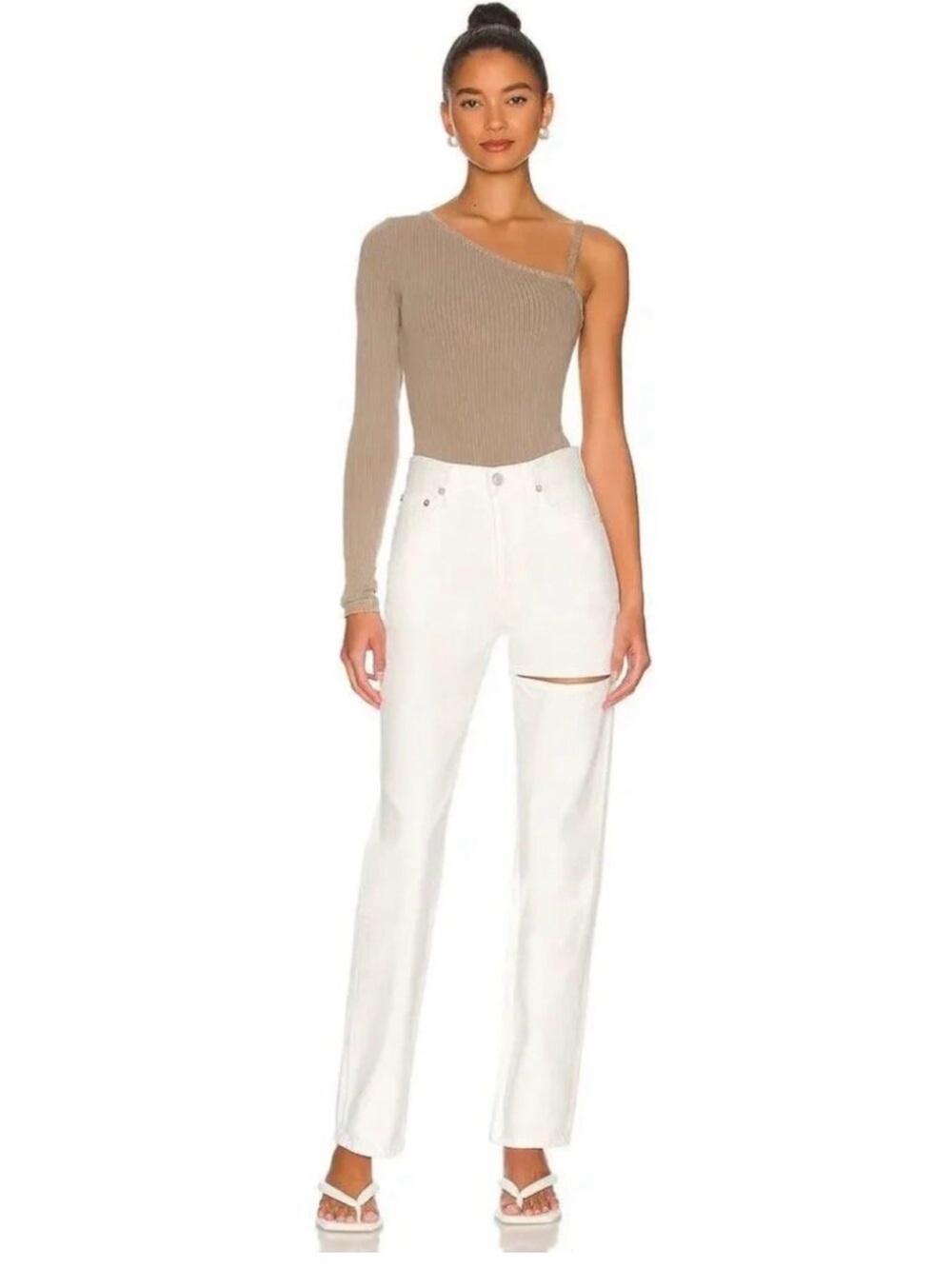 Agolde Lana Slice Jeans Button Fly White Size 25
